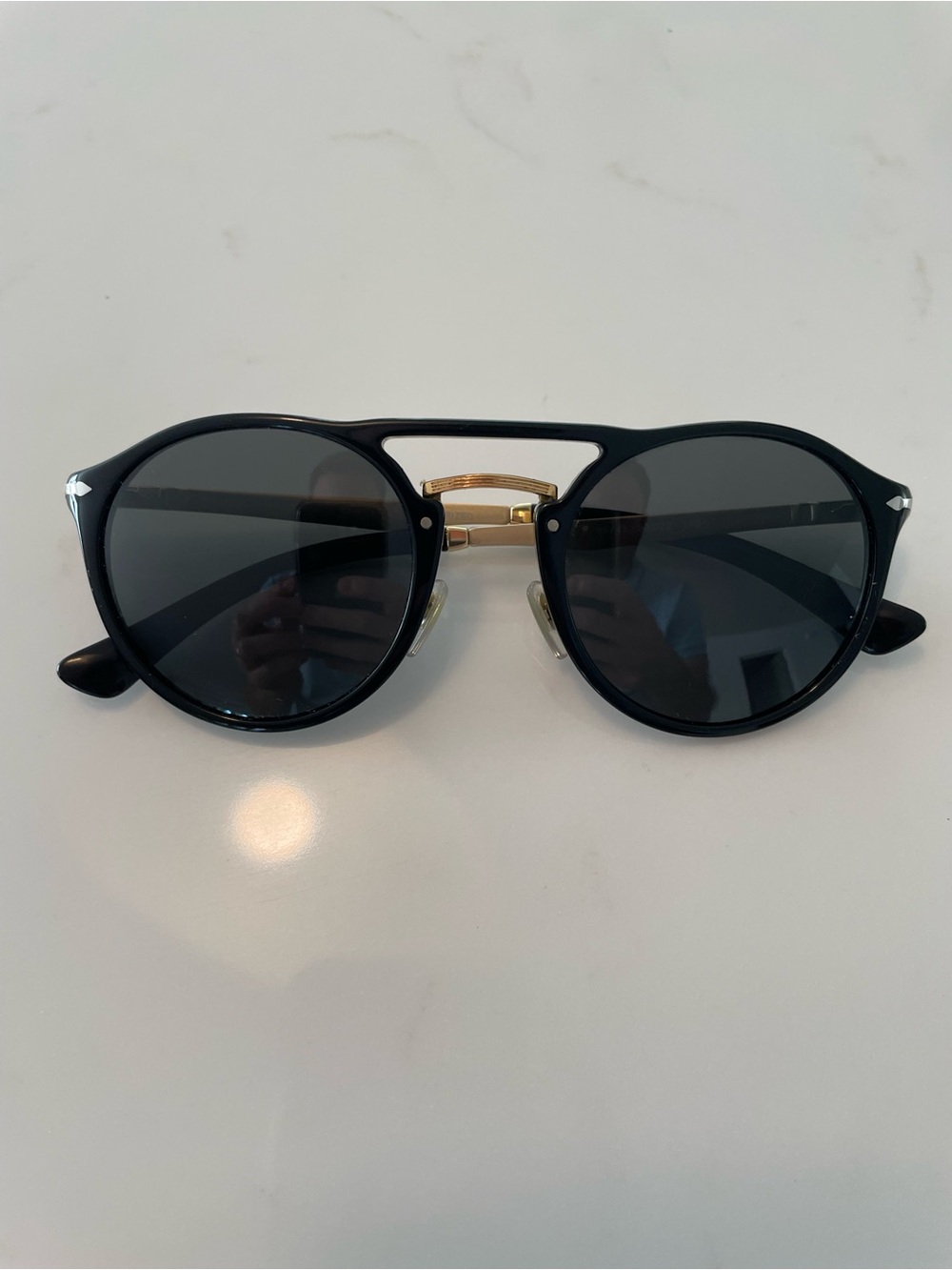 Persol 3264s - Black Sunglasses with Gold Bridge - Picture 2 of 10